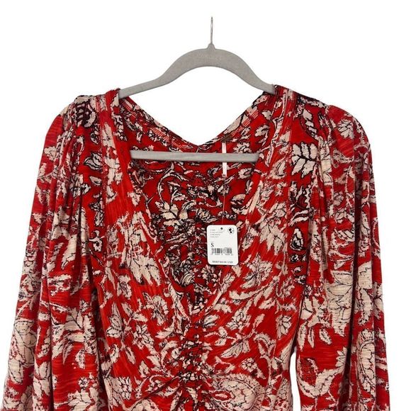 Free People Say The Word Top / Ruby Red Combo Size Small NWT - Picture 6 of 12